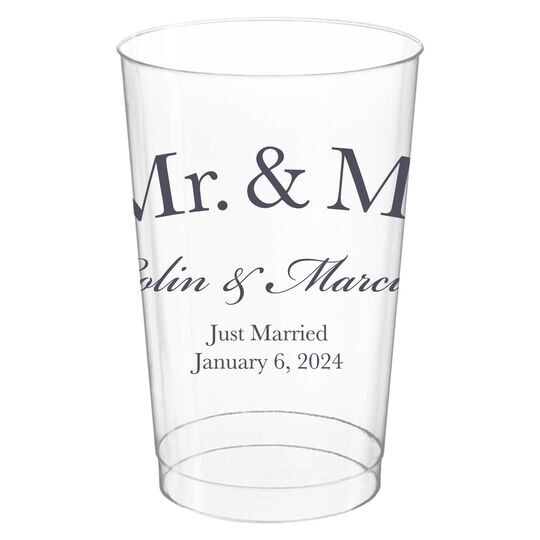 Mr  & Mr Arched Clear Plastic Cups